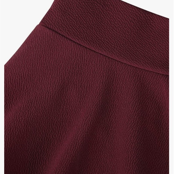 Maroon Flare A line skater skirt with high waist and concealed built-in shorts - Picture 3 of 4